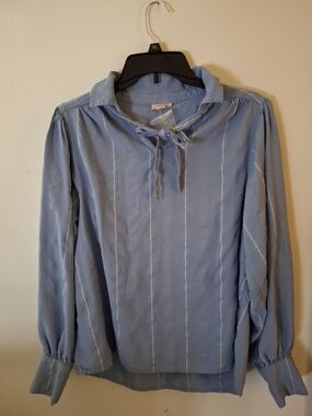 Light Blue Women's Tie-Neck Shirt